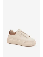 Sneakersy Damskie Na Platformie Big Star SS274246 Jasnobeżowe