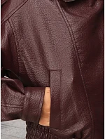 Krátka kožená bunda v štýle Ramones v bordovej farbe FashionStreet TY5846 Krátka kožená bunda v štýle Ramones v bordovej farbe FashionStreet TY5846