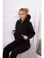 Zateplená súprava s mikinou viazanou v spodnej časti čiernej farby Zateplená súprava s mikinou viazanou v spodnej časti čiernej farby