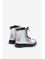 Ocieplane Botki Dziewczęce Lakierowane Na Zamek Srebrne Novita