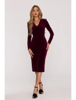 M889 Zamatové bodycon šaty - bordové M889 Zamatové bodycon šaty - bordové