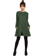 B042 Tunika s predným rázporkom - čierna B042 Tunika s predným rázporkom - čierna