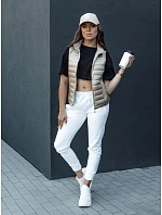 Dámska prešívaná vesta so stojačikom TY4439 béžová - FashionStreet