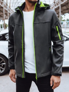 Pánska softshellová bunda s kapucňou tmavosivá FashionStreet TX4472