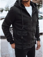 Pánska teplá mikina na zips čierna FashionStreet BX5623 Pánska teplá mikina na zips čierna FashionStreet BX5623