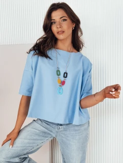 Dámska oversize blúzka s ozdobným náhrdelníkom BULS blue FashionStreet RY2506