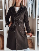 Dámsky dlhý kabát s opaskom SLIMFOTA black FashionStreet NY0747