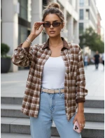 Dámska kockovaná košeľa na gombíky hnedá FashionStreet DY0486