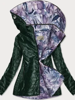 Zelená dámska bunda s ozdobnou podšívkou (MM21)