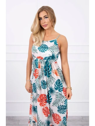 Šaty s motívom listov ecru