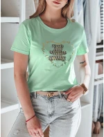 TEDDYCAP dámske bavlnené tričko s medvedíkom mätovej farby FashionStreet RY2747 TEDDYCAP dámske bavlnené tričko s medvedíkom mätovej farby FashionStreet RY2747