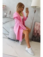 Voľná bunda s kapucňou ružová