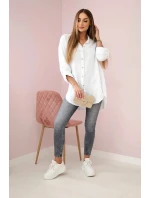 Bavlnená mušelínová košeľa oversize biela