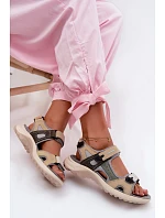 Kožené dámské sandály ve sportovním stylu šedé Morenia