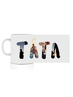 Personalizovaný klasický biely keramický hrnček s objemom 300 ml s nápisom „mama/tata/babička/dedko“ na základe fotografií