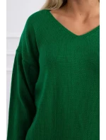 Sveter S202-15 V-výstrih zelený - Kesi