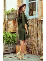 SOFIA - Dámske motýlikové šaty v khaki farbe 287-13