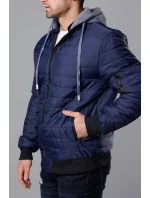 Tmavomodrá pánska bunda typu "bomber" s teplákovou kapucňou (8M985-215) Tmavomodrá pánska bunda typu "bomber" s teplákovou kapucňou (8M985-215)