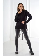 Sveter nasadený cez hlavu s módnou väzbou čierny