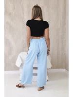 Nohavice so širokými nohavicami modré