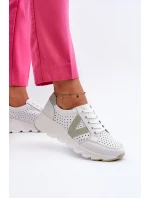 Damskie Skórzane Lekkie Buty Sportowe Białe Eleonori