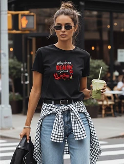 Dámske tričko s potlačou na Deň matiek čierne FashionStreet NX5038RY