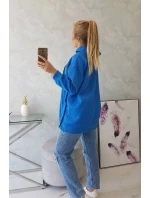 Zateplená mikina s nevädzovo modrými patentkami