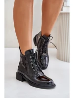 Lakované kožené členkové topánky so zateplením Black Bellani Lakované kožené členkové topánky so zateplením Black Bellani