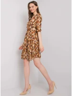 Dámske šaty DHJ SK 11332.67P Brown mix farieb - FPrice Dámske šaty DHJ SK 11332.67P Brown mix farieb - FPrice