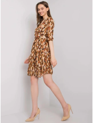 Dámske šaty DHJ SK 11332.67P Brown mix farieb - FPrice Dámske šaty DHJ SK 11332.67P Brown mix farieb - FPrice