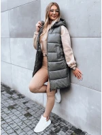 Dámska dlhá prešívaná vesta FAR AWAY tmavo šedá FashionStreet TY3832