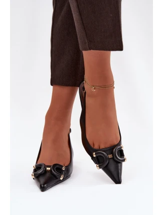 Dámské sandály na podpatku s ozdobným detailem černé Brienne