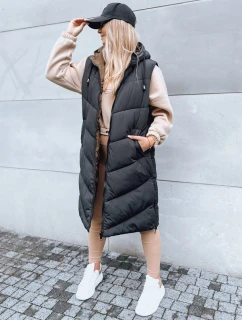 Dámska dlhá prešívaná vesta GERIAT black FashionStreet TY3838
