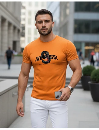 Pánske tričko SUPERIOR s potlačou oranžová FashionStreet NX5015R Pánske tričko SUPERIOR s potlačou oranžová FashionStreet NX5015R
