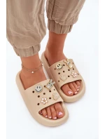 Klapki Damskie Piankowe Z Przypinkami Vinceza 76055 Beżowe