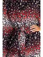 SOFIA - Dámske motýlikové šaty s jaguárím vzorom a so zaväzovaním v páse 287-23