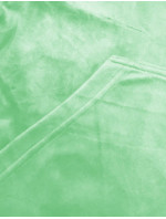 Svetlozelená dámska velúrová súprava s kapucňou na zips (8C1176-127)