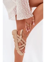 Sandały Damskie Na Platformie Z Paskami Beżowe Filamira