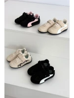 Dětské sportovní boty na suchý zip béžové s leopardem Perrin