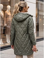 Dámska prešívaná prechodná bunda s kapucňou, zelená, FashionStreet TY5770 Dámska prešívaná prechodná bunda s kapucňou, zelená, FashionStreet TY5770