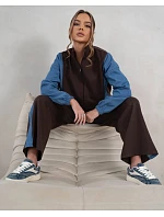 Mikina so zipsom + široké nohavice čokoládovo modrá (821151)