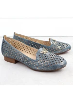 Dámske ažurové topánky na nízkom podpätku modré M.Daszynski SA222-3
