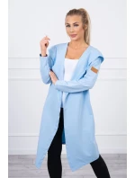 Dlhý kabát s kapucňou modrý