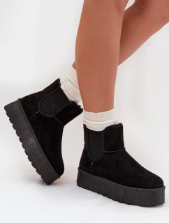 Damskie Śniegowce Z Elastyczną Wstawką Czarne Kiora