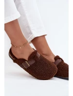 Klapki Damskie Z Futerkiem Typu Baranek Brązowe Lorivine
