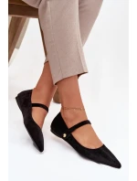 Sametové baleríny s páskem a zlatým detailem černé Gisanne