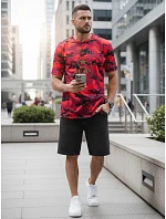 Pánske tričko s potlačou v kamuflážovom vzore, červené, FashionStreet NX2002R