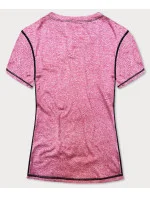 Dámske športové tričko s ozdobným prešívaním ružovej farby (A-2166)
