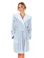 Dámsky župan Flora s kapucňou krátky 4856 Jednofarebný ľadovo modrý - Vestis