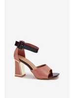 Lakierowane Sandały Damskie Na Słupku Vinceza 20266 Różowe